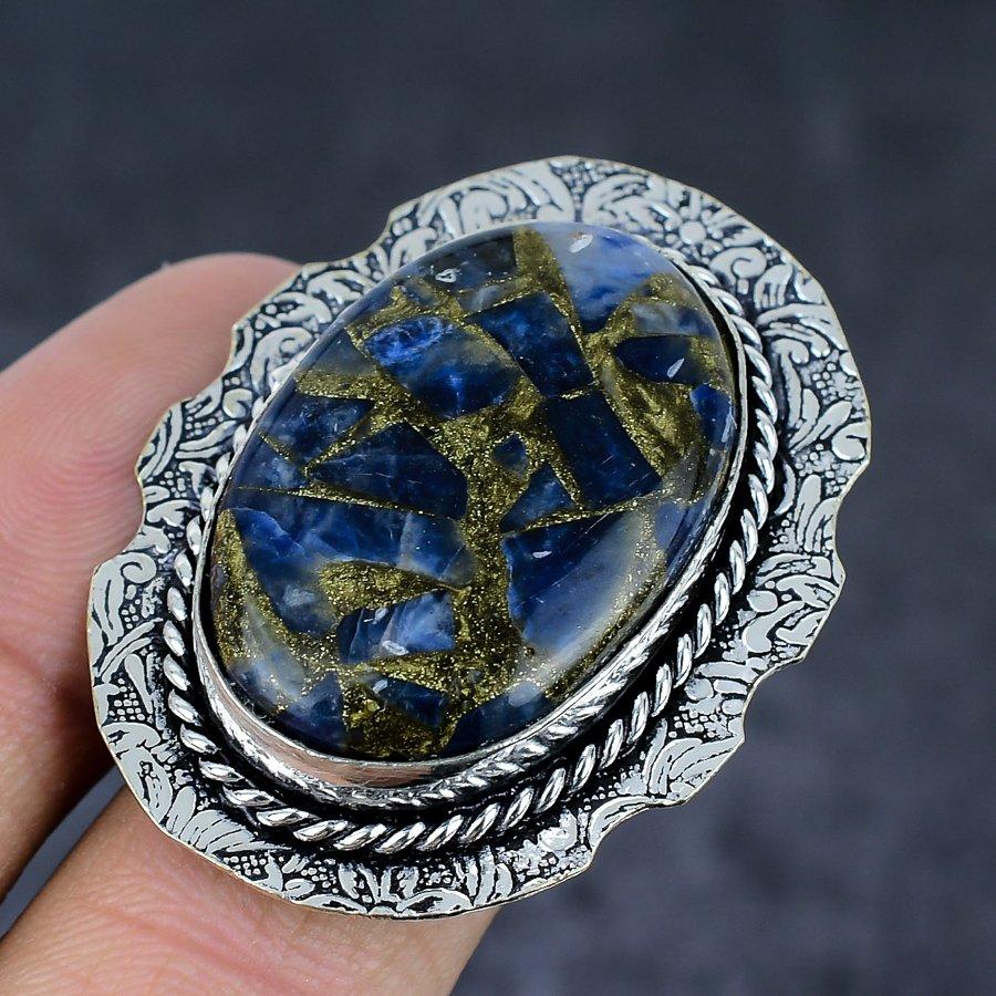 Copper Sodalite Gemstone 925 Sterling Silver Jewelry Gift Ring Size 8.5 D2F02