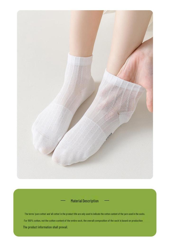 Children's Summer Breathable Mid-Calf Cotton Mesh Socks - White, Seamless, Right-Angle Design