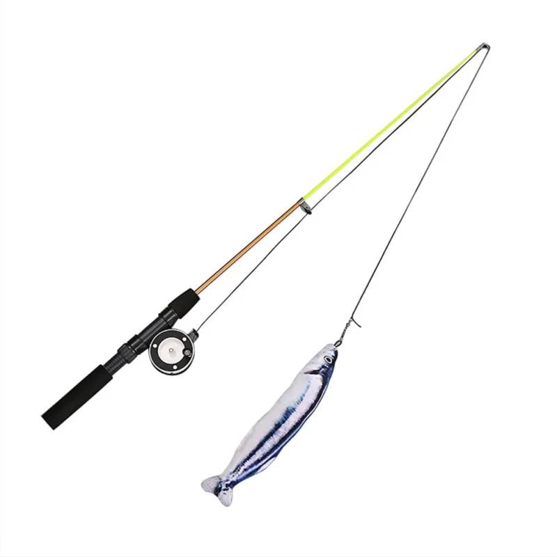 Cat Rods Retractable Cat Toy Fish Type Telescopic Feathers Funny Cat Stick Toys Pet Toy for Kitten Simulation Fishing Rod Play