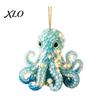 Decorative Animal Shaped Ornaments Blue Glass House Christmas Hanging Ornament, Acrylic Double Side Thoughtful Gift Ideas Printed Tree Decor Pendant,