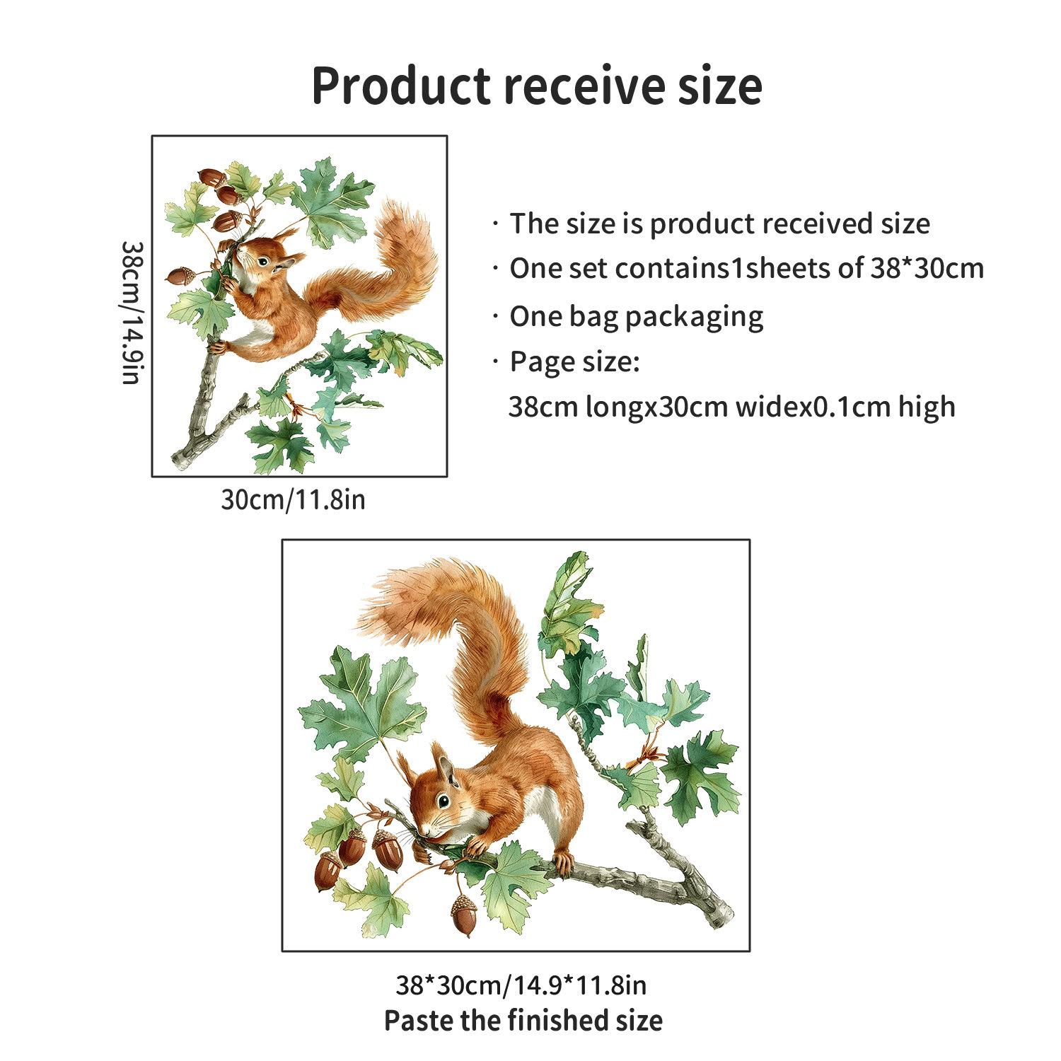 

Cartoon Wall Sticker For Children Squirrel Pine Tree PVC Room Decor Stickers Home Decoration Accessories Self-Adhesive Wallpaper 38x30cm