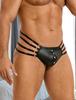 Sexy PU Leather Front Plus Sexy Lingerie for Men [ohyeah] Men's Thongs, Underwear, G-String, Breathable, Rivet-Decorated, U-Shaped Pouch, Bulge,