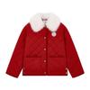 ELLE KIDS Girls' New Year Red Quilted Cotton Jacket with Removable Collar