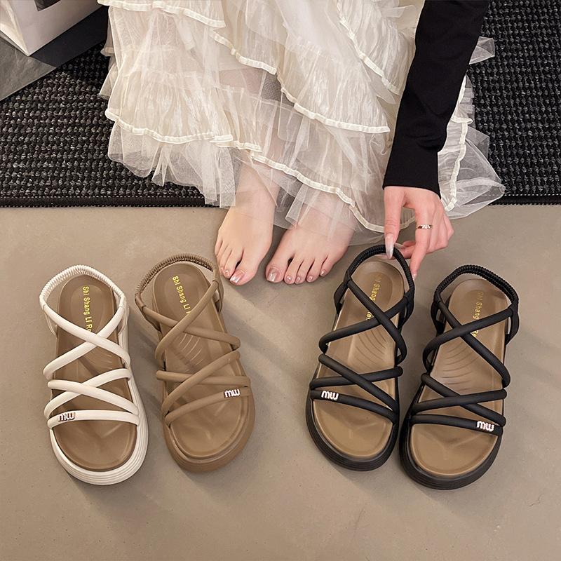 Auf Scheiße treten Sandalen Damen 2025 neu Sommer tragen Mode Plateau Sommer mit Rock Premium Römersandalen