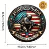 Patriotic Veterans Round Metal Sign American Flag Navy Design Wall Decor
