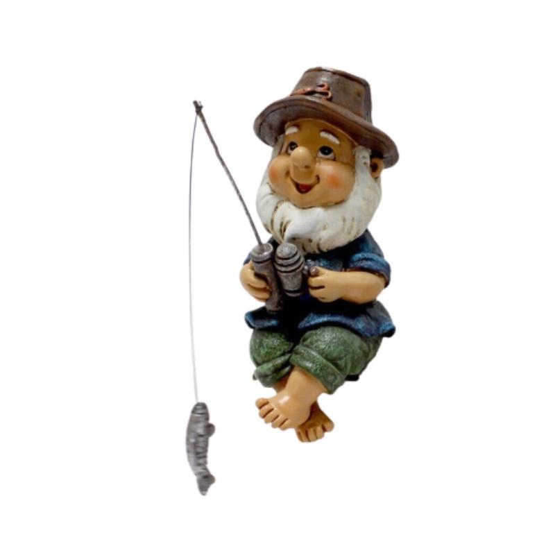 

Statue Garden Gnome Pot Ornaments Fishing Fisherman Resin Craft Dwarf Outdoor