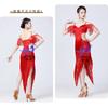 Sequined Fringe Latin Dance Skirt Women Performance Stage Wear Sexy Salsa Costume Irregular Hem