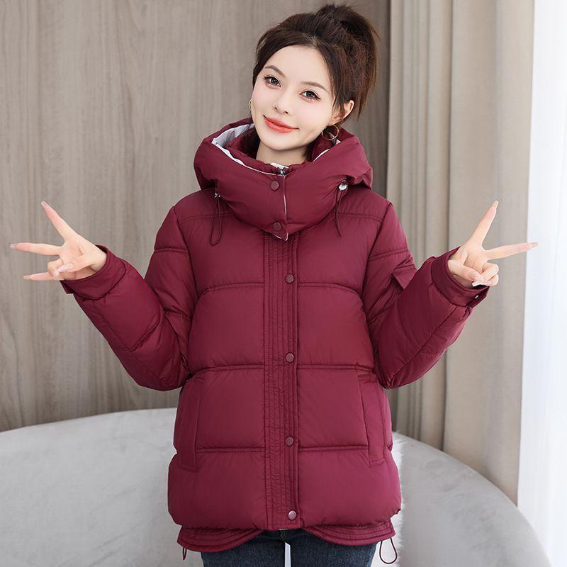 

Женская парка, короткая пуховая хлопковая куртка, зимняя модная свободная и маленькая толстая теплая стеганая хлопковая куртка L красный