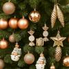 29/20Pcs Champagne Christmas Balls Pendants Candy Cane Pine Cone Xmas Tree Hanging Ornaments Shatterproof Star