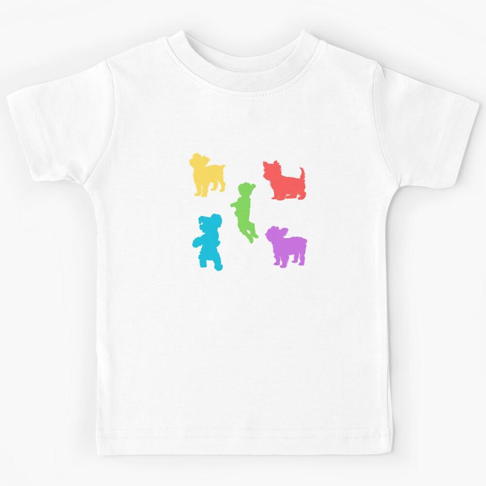Colorful Yorkshire Terrier Dog Silhouettes Kids T-Shirt 120
