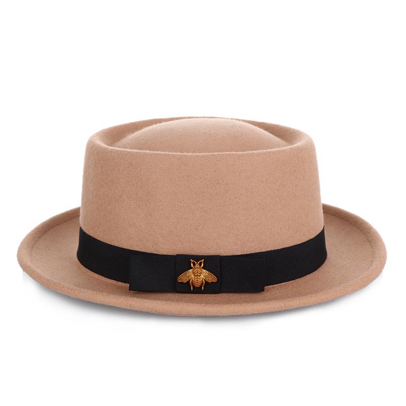 Hat Autumn and Winter Women Pure Wool Jazz Hat Fashion Bee Accessories Traditional Craft Felt Hat