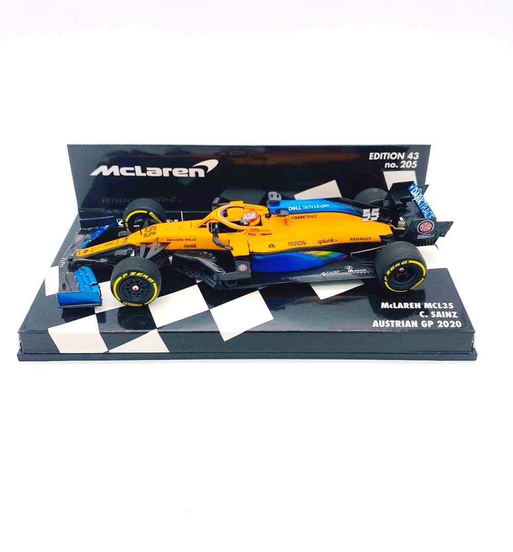 

Minichamps scale resin McLaren Renault MCL35 2020 F1 Austrian GP Sainz 1/43 #55 C. Jr.