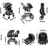 Poussette 3 en 1 Bébé Combinée Pliable 1 Clic Réversible Face Parent/Monde Cadre Aluminium Léger Confort Citadine Compacte