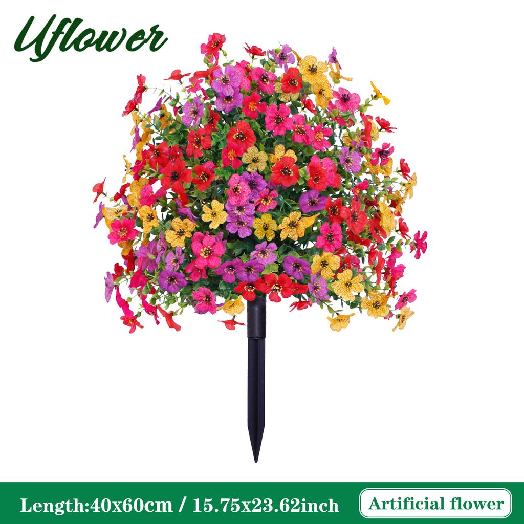 1/2PCS Artificial Violet Flower Balls with Stakes UV-Resistant Realistic Outdoor Decor for Garden, Porch, Patio, Wedding, Home