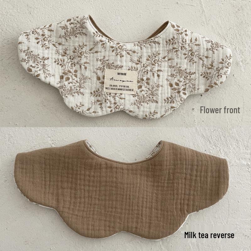 Pure Cotton Korean-Style Baby Drool Bib - Lightweight, Absorbent, Anti-Spit Up, Petal Design