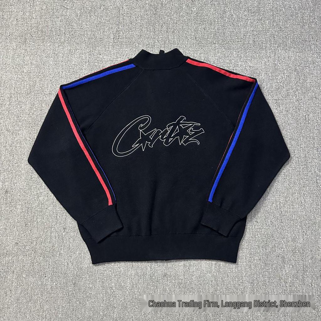 Corteiz Alcatraz Stand Collar Patchwork Jacket - Red/Blue