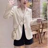 Korean Style Stitched Collar Blazer Women Long Sleeve Casual Commute Jacket