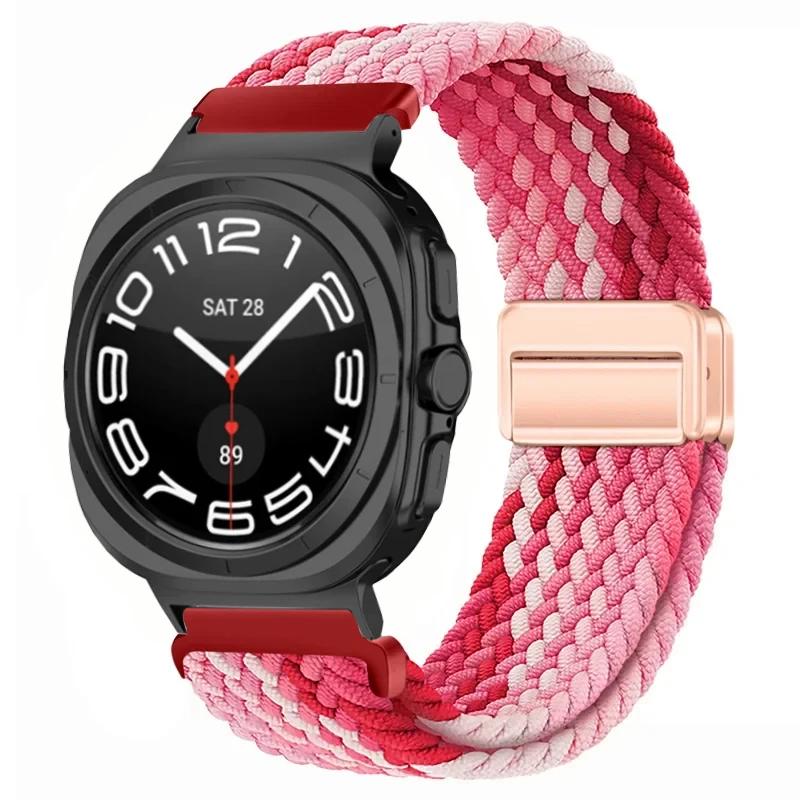Gevlochten Nylon Lusband Voor Samsung Galaxy Watch Ultra 47mm Magnetische Armband Polsband voor Galaxy Watch 8 Ultra 2026 47mm Band