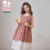 Girls' Summer Retro Plaid Vest Dress