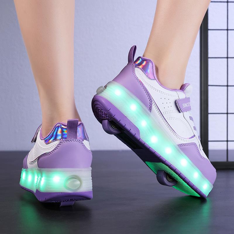 Kid's Luminous Sneaker Rubbing Shoes Children's Shoes Solid Milk Patch Charging Lamp Shoes Kids Glowing Sneakers