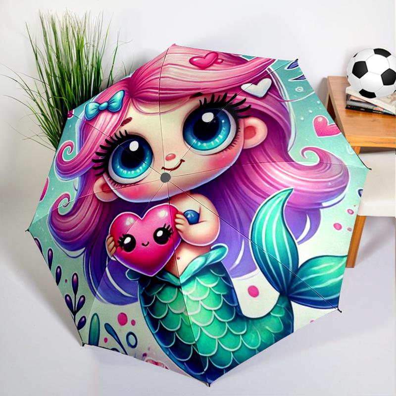 1PC Fantasy Mermaid Umbrella Automatic Open/close, Sturdy Iron Frame & 8-Rib Struct, Umbrella for Women & Men, Christmas Gifts