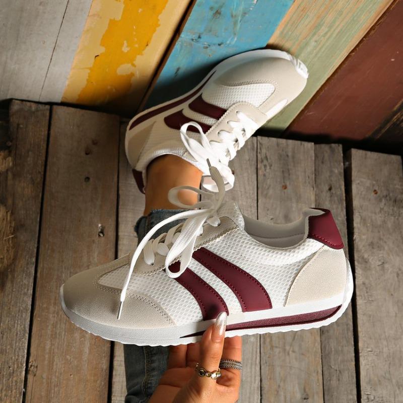 Women's Striped Sneakers New Spring/Autumn Collection Versatile German Training Shoes Lace Up White Shoes