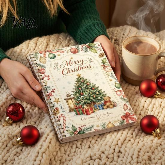 Holiday Gift Giving Accessory Christmas Card Book, DIY Spiral-Bound Merry College Survival Personalized Greeting Book Kit, 10-Page for Students