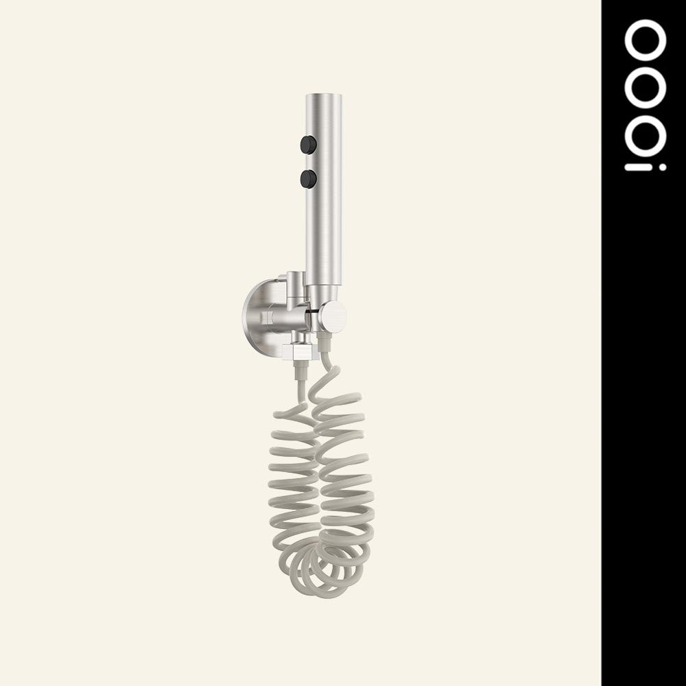 Stainless Steel Brushed Nickel Supercharged Toilet Companion Columnar Bidet Sprayer With Spring Pipe (as the picture,Stainless Steel)