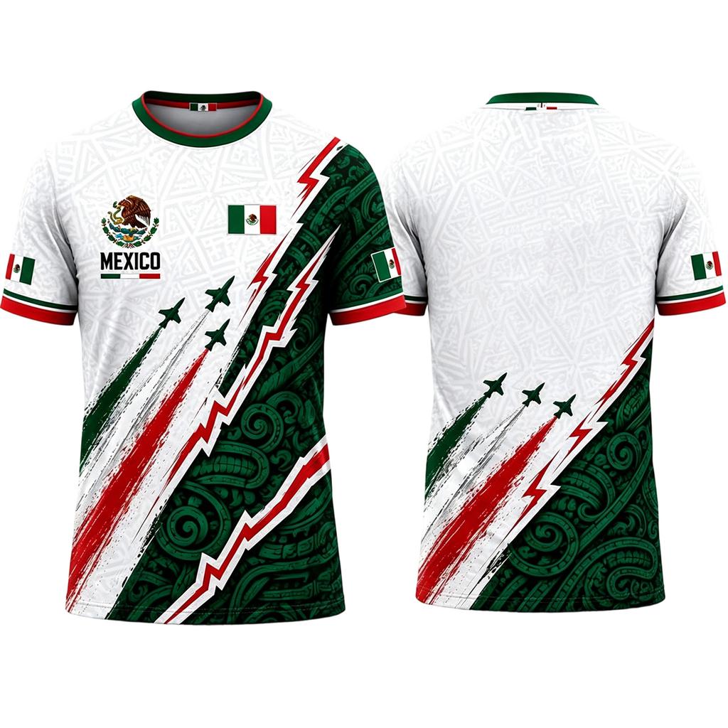 Men's Casual Printed Crew Neck Lightweight Breathable Short Sleeve T-Shirt Mexico Letter Design World Cup Style