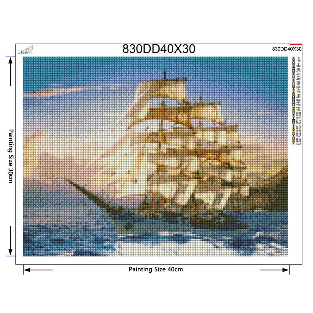 Landscape Paint with Diamonds 5D Full Round Drill Sea Decor Home DIY Diamond Embroidery Sailboat