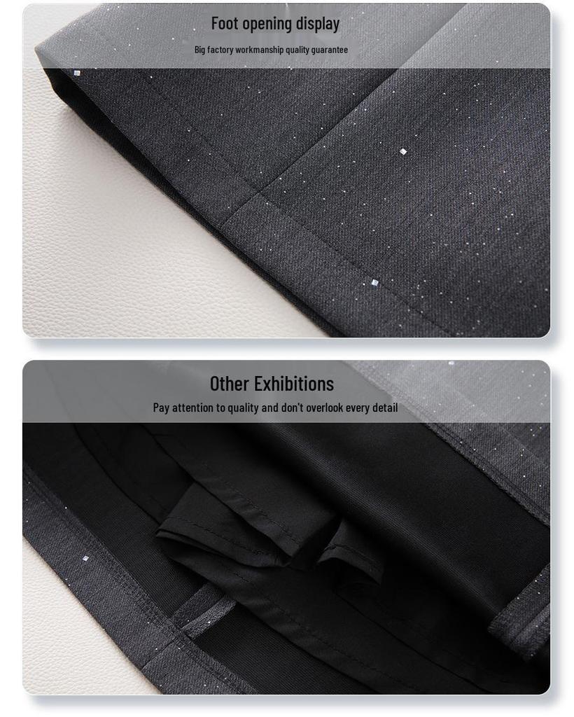 Women's 2024 Gray Sequin High-Waist A-Line Skirt - Slimming Spring & Autumn Hip-Wrap Skirt