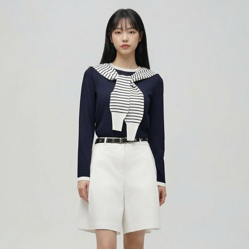 Lap Stripe Shawl Set Round Knit As1kh263 IV (ivory)/FF