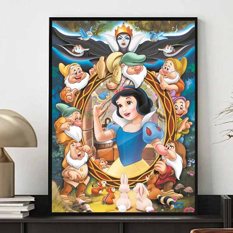 Disney Diamond Painting Snow White and The Seven Dwarfs Magic Mirror Creative Illustration 5D Diamond Painting ArtEmbroideryCrossStitch RoomDecoration
