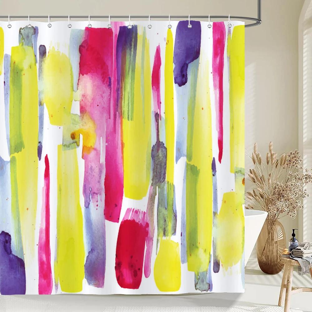 Waterproof Polyester Colorful Shower Curtain Modern Color Print For Bathroom Curtain Long 180*200Cm Shower Curtains Cortina