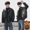 Men's Trendy Korean-Style Leather Motorcycle Jacket - Loose Fit Pilot Design for Spring & Autumn