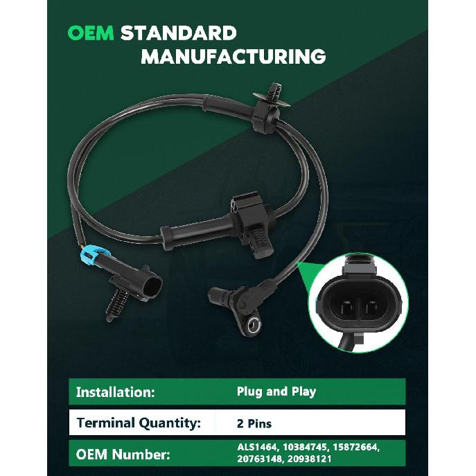 SCITOO ABS Wheel Speed Sensor for 2007-2013 for Cadillac Escalade EXT,2007-2013 for Chevy Avalanche,2007-2013 for Chevy Suburban 1500 Left Right Rear