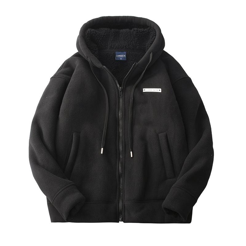 Autumn Winter Fashion Fleece Thickened Warm Hooded Coat Men's Casual Loose Sports Jacket