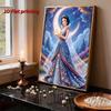 Disney Snow White Series Pearl Inlaid Frameless Art | Moon & Star Fantasy Apple Accents | Elegant Wall Decor for Adult Study & Entryway