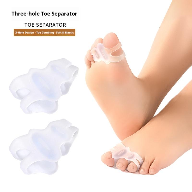 Silicone Three-Hole Toe Corrector Hallux Valgus Buffer Toe Separator Men Women Orthotic Toe Insoles Foot Care Protectors