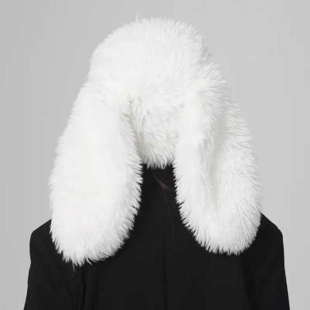 

Warm Pullover Furry Cap Cute Plush Winter Beanies Cartoon Bunny Ear Hat Streetwear чёрный