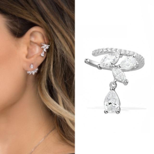 Plain Simple Star Women Shape Cubic Zircon Ear Cuff Charming Crystalline Clip On Earrings Earcuff Without Piercing Earrings Jewelry Giveaway