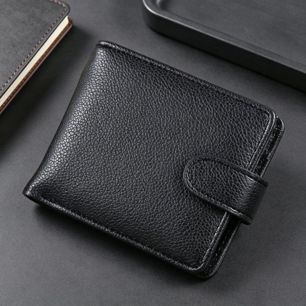 Herren-Ledergeldbörse mit großem Fassungsvermögen und mehreren Kartenfächern - Einfaches kurzes Design für Jugendliche