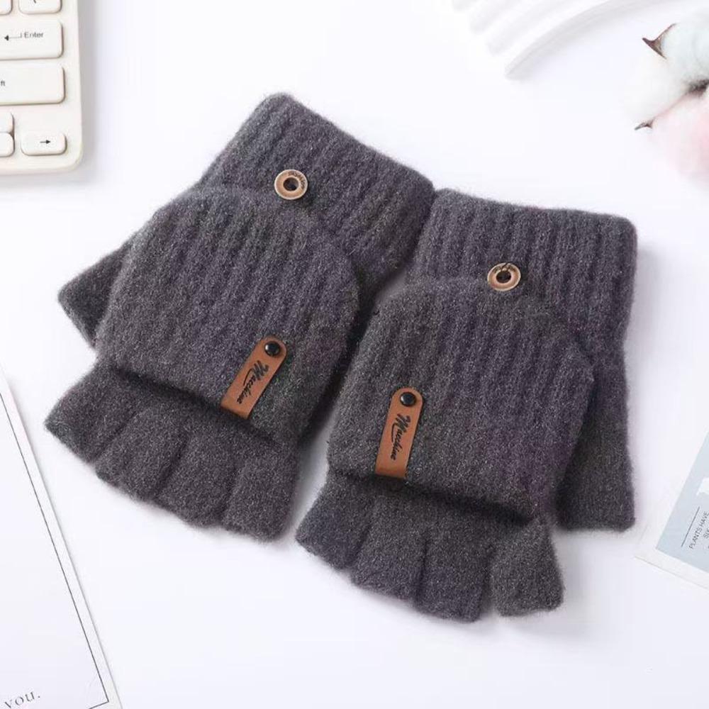 New Thickened Knitted Gloves Keep Warm Open Flip Cold-proof Gloves Touch Screen Windproof Half Finger Gloves Women Men