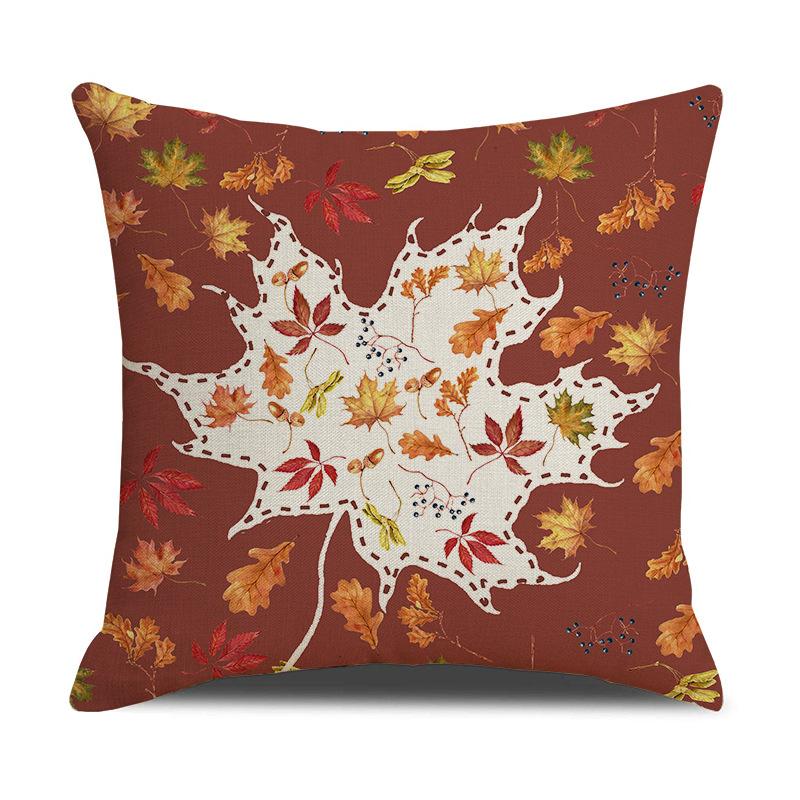 Pillow Cover Autumn Maple Leaf Linen Print Home Living Room Decoration Pillow Cover Bedroom Cushion Cover