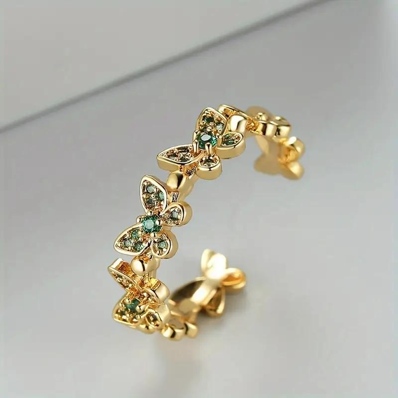 1Women's fashionable and unique butterfly ring with adjustable opening