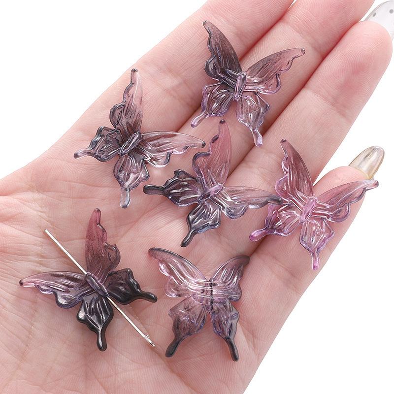 20pcs AB Double Color Butterfly Accessories DIY For Women Sweet Hair Ornament Rainbow Headwear Necklace Bracelet Jewelry Making