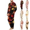 Set Pigiama Casual da Uomo a Vestibilità Larga con Stampa a Foglie per Dormire e Loungewear