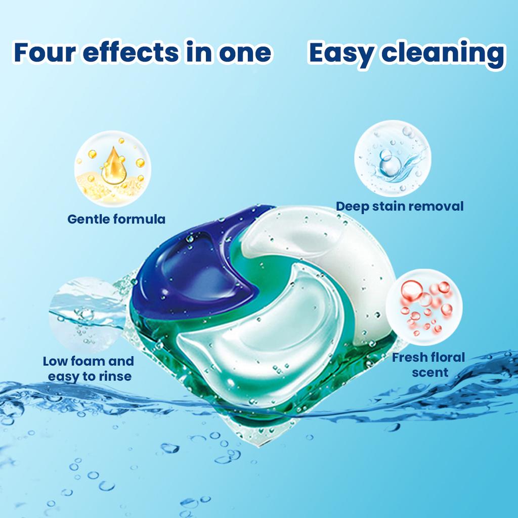 Hypoallergenic Laundry Detergent Pods, 4-in-1 Power with Fresh Scent Beads - Keeps Clothes Soft, Clean & Fragrant