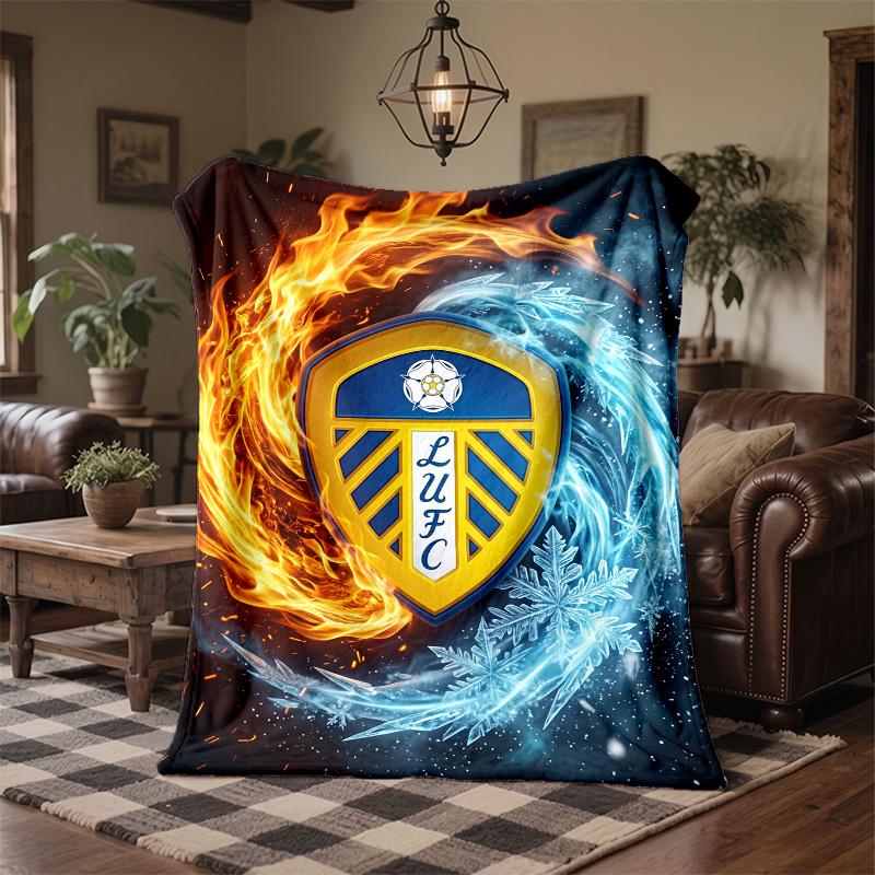 Leeds United Football Print Flannel Blanket Soft Warm Sofa Bed Throw Blanket For Home Office Bedroom