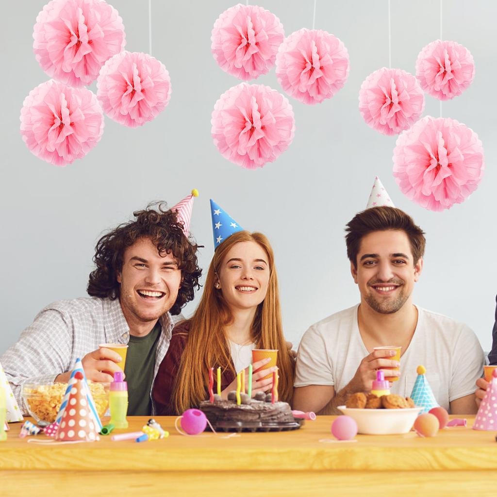1pcs Set 7.8inch Pink Paper Pom Pom Paper Balls Pom Pom Paper For Birthday Party Flower Balls Paper Hanging Flowers